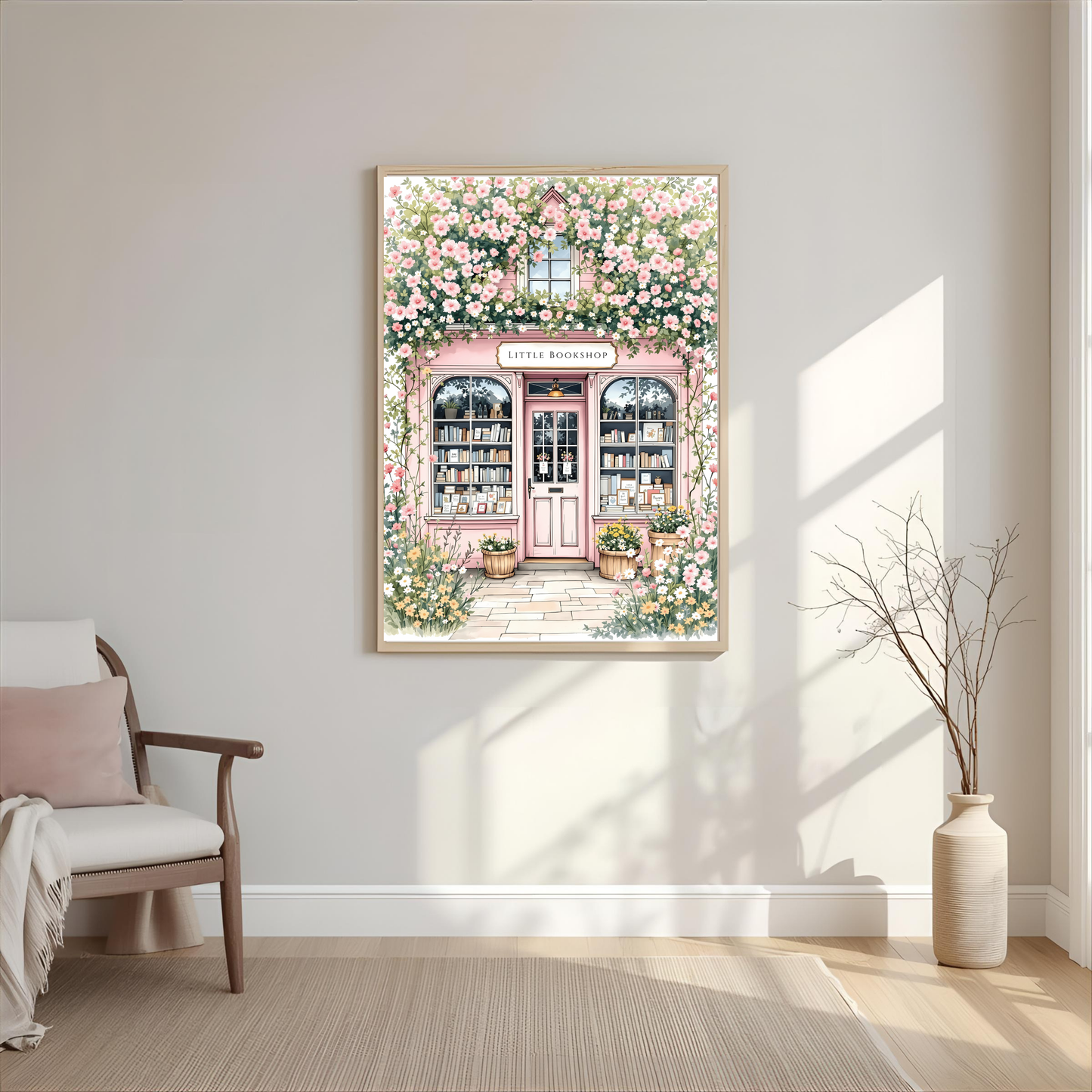 Vintage book store wall art print