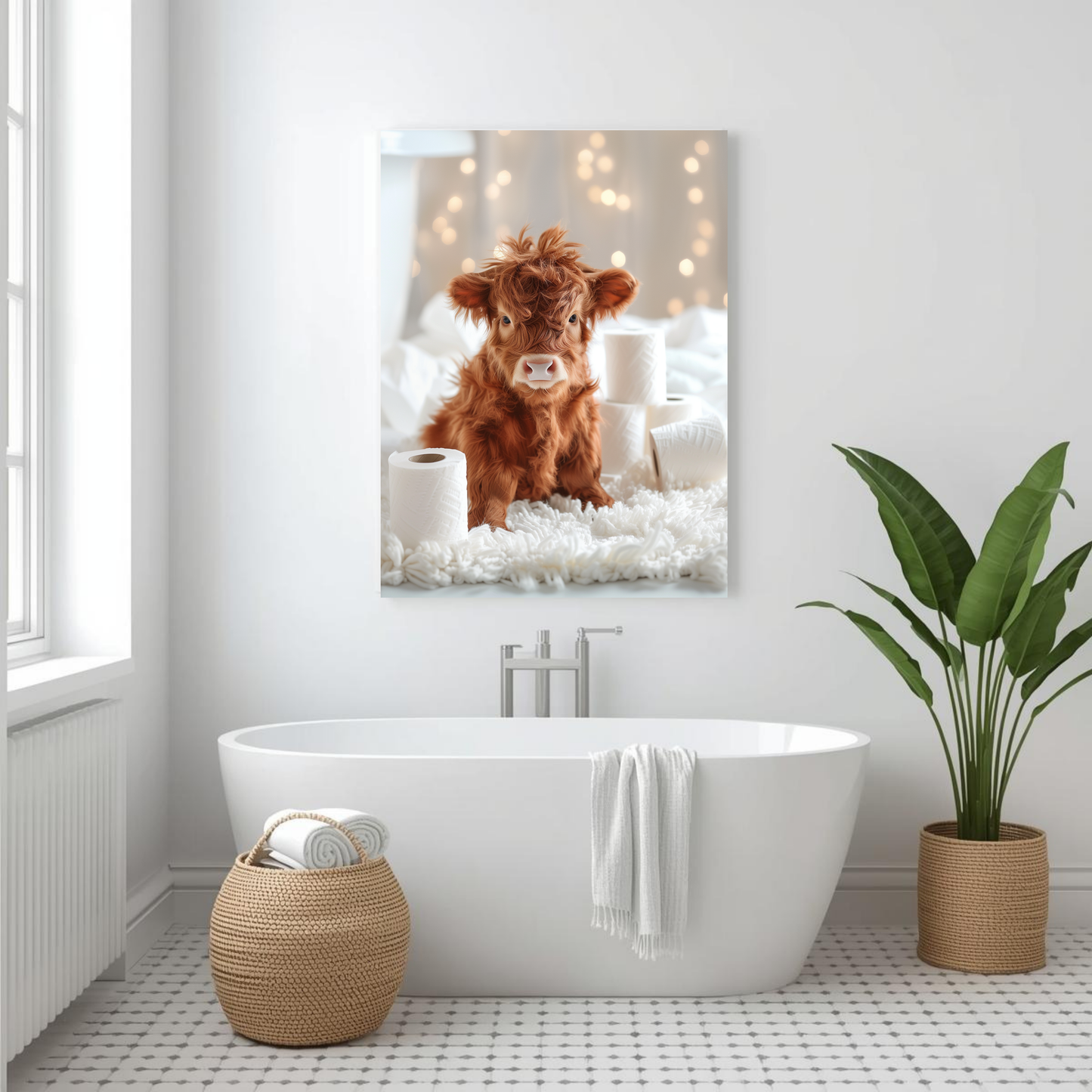 Highland cow bathroom wall art prints (set of 3)