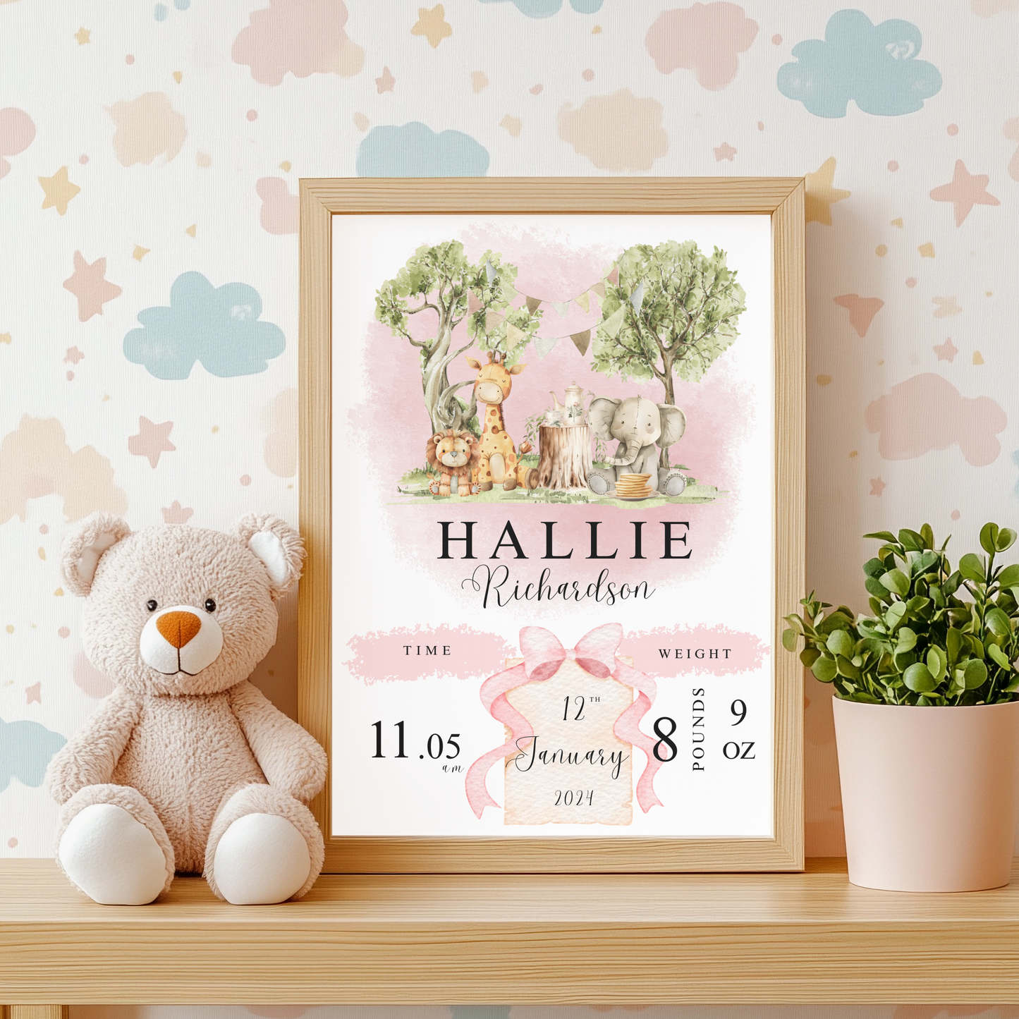 Safari baby details nursery print