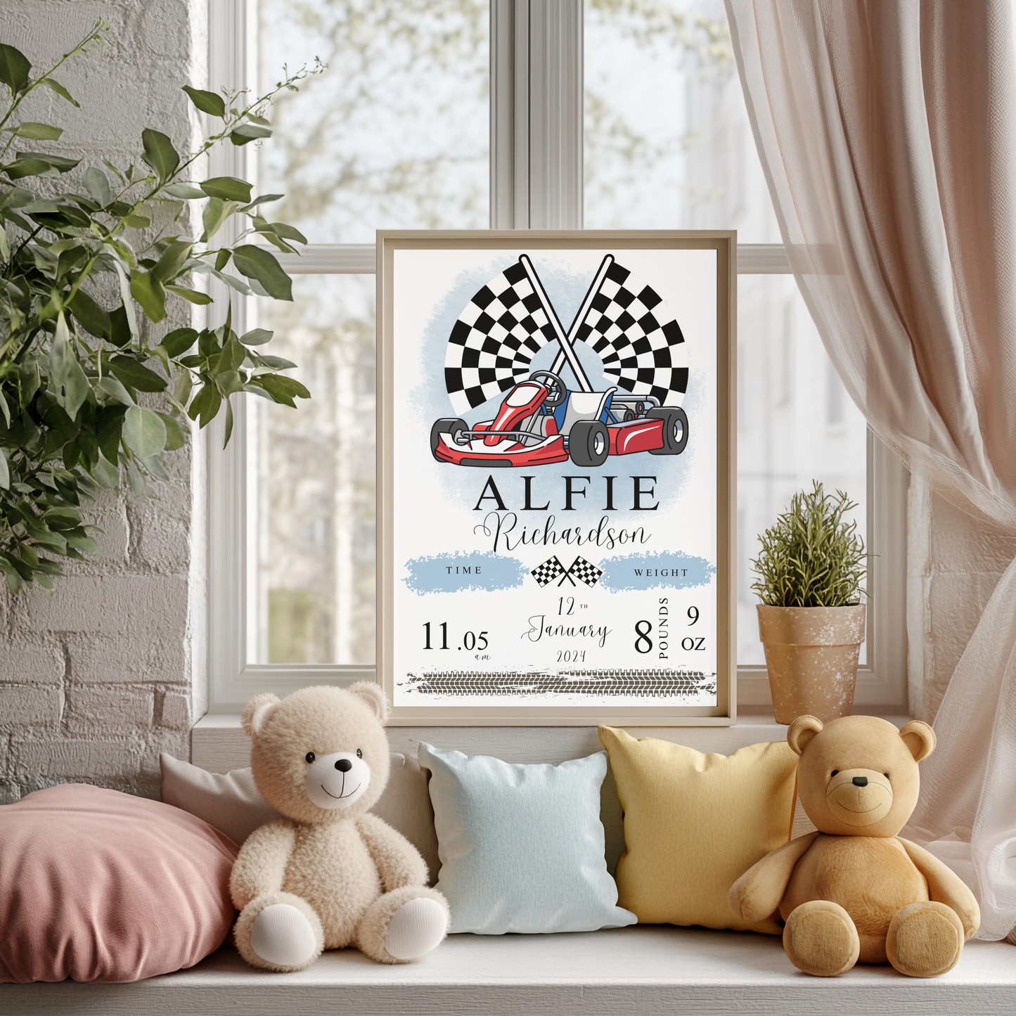 Racing car baby details nursery print (Copy)
