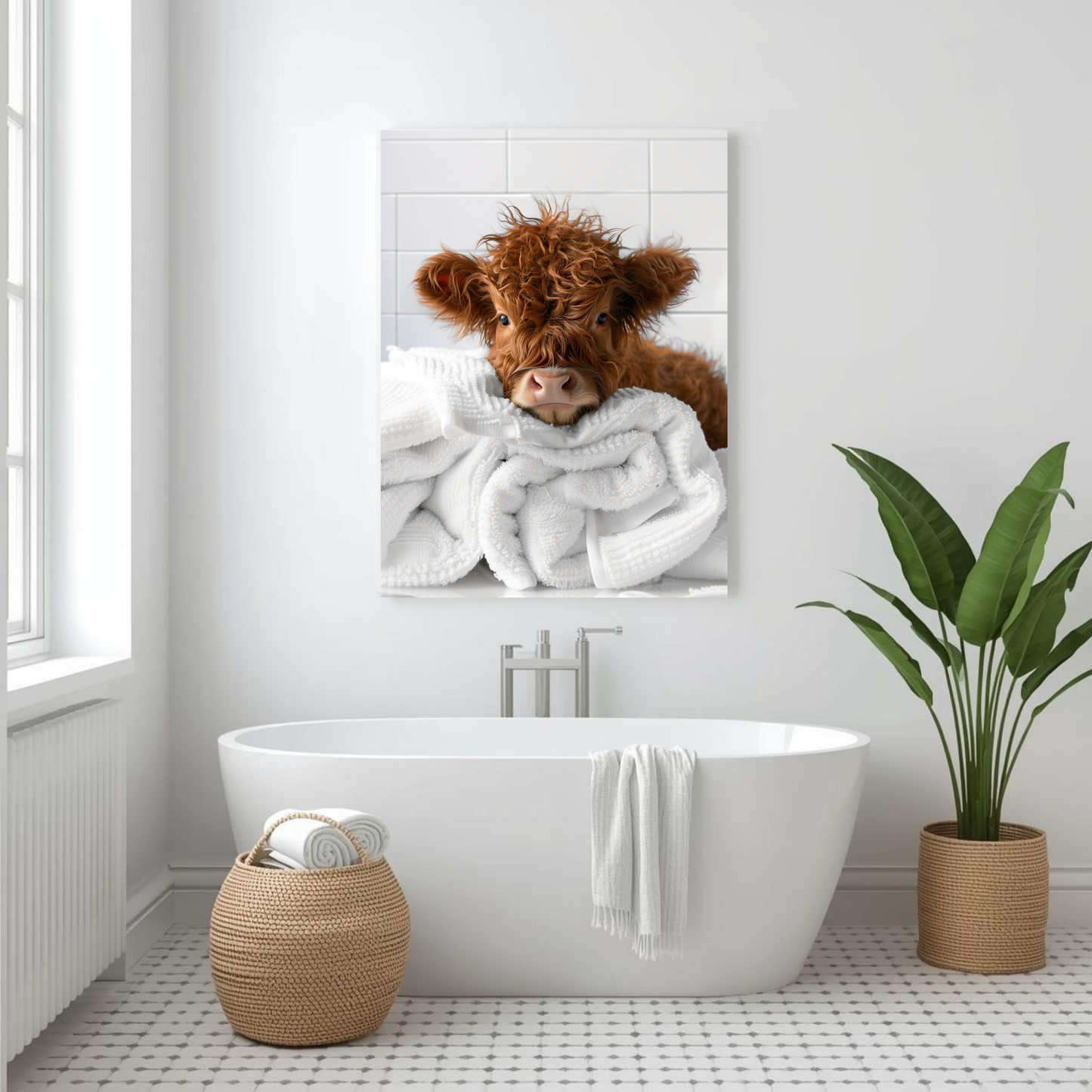 Highland cow bathroom wall art prints (set of 3)