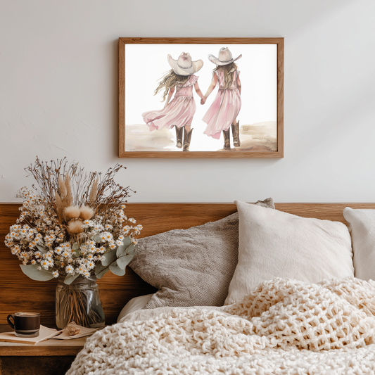 Cowgirls western wall art print