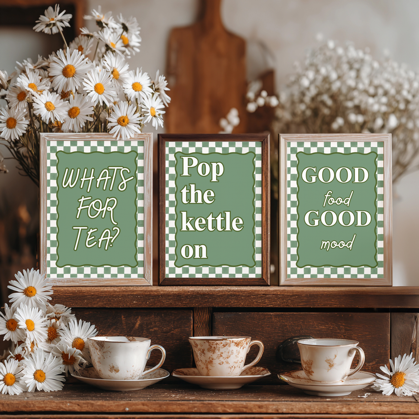 Modern kitchen quote wall art prints (set of 3)