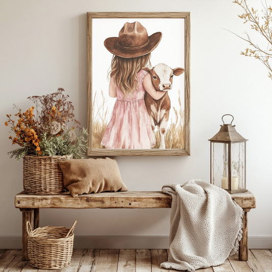 Cowgirl western wall art print