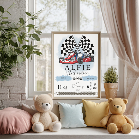 Racing car baby details nursery print (Copy)