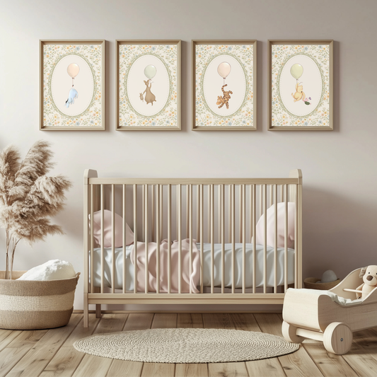 Vintage Winnie the Pooh wall art prints (set of 4)
