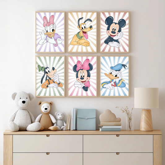 Mickey Mouse and friends wall art prints (set of 6)