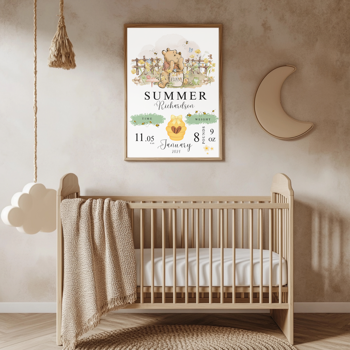 Winnie the Pooh baby details nursery print