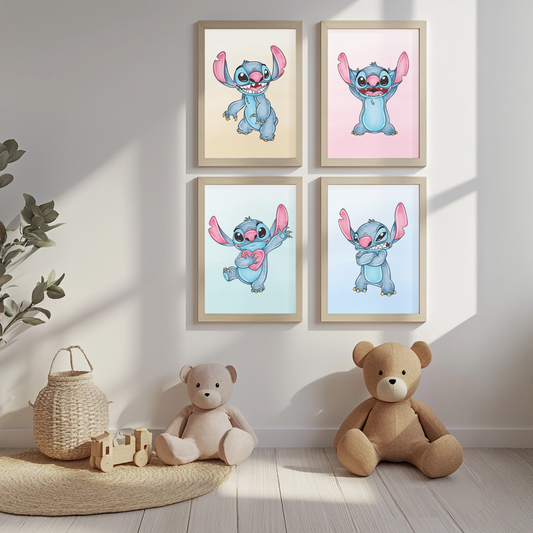 Stitch wall art prints (set of 4)