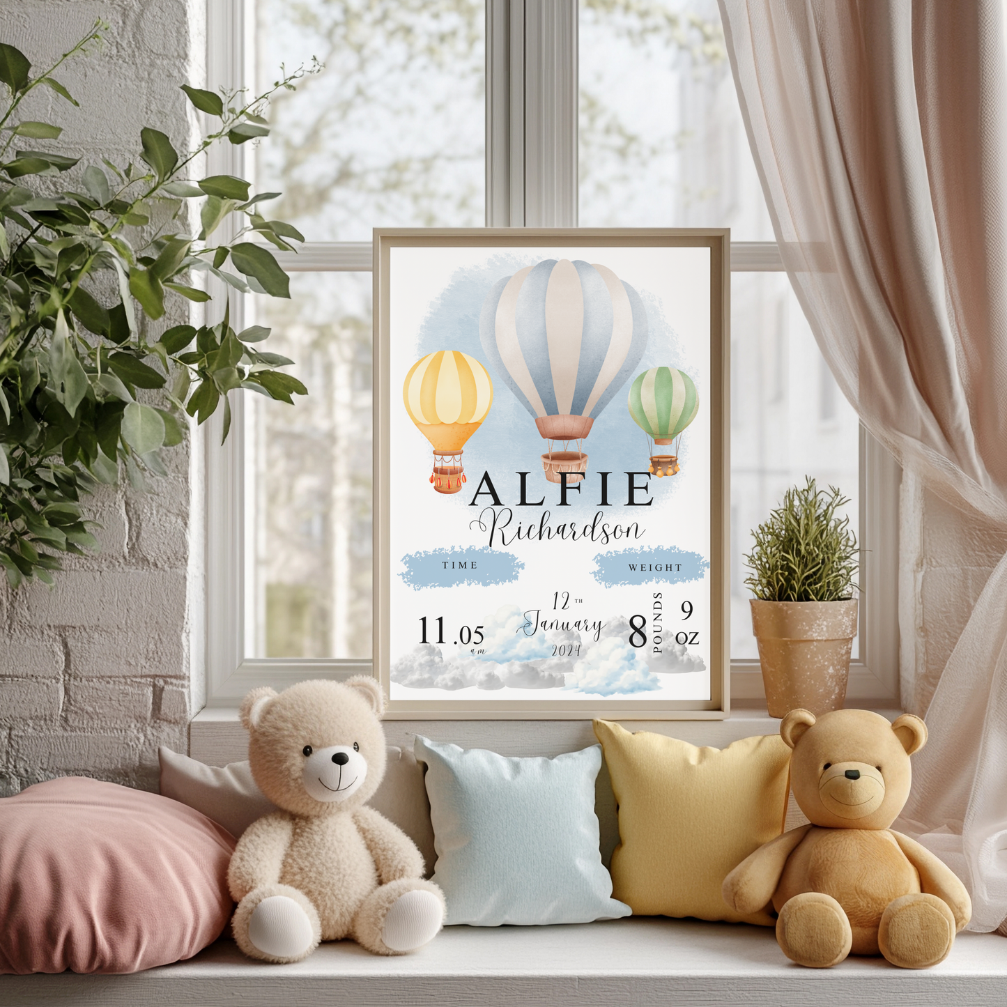 Hot air balloon baby details print