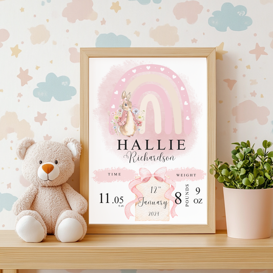 Flopsy rabbit baby details nursery print
