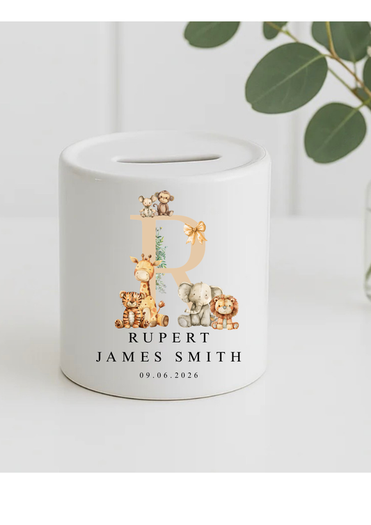 Safari initial ceramic money box